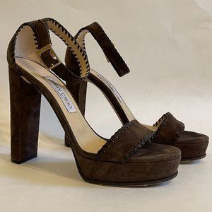 Jimmy Choo Holly Chocolate Brown Suede Platform Heel Size 39